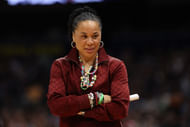 Staley coaches against Texas in the Final Four with her special beads. (Photo Credit: IMAGN)